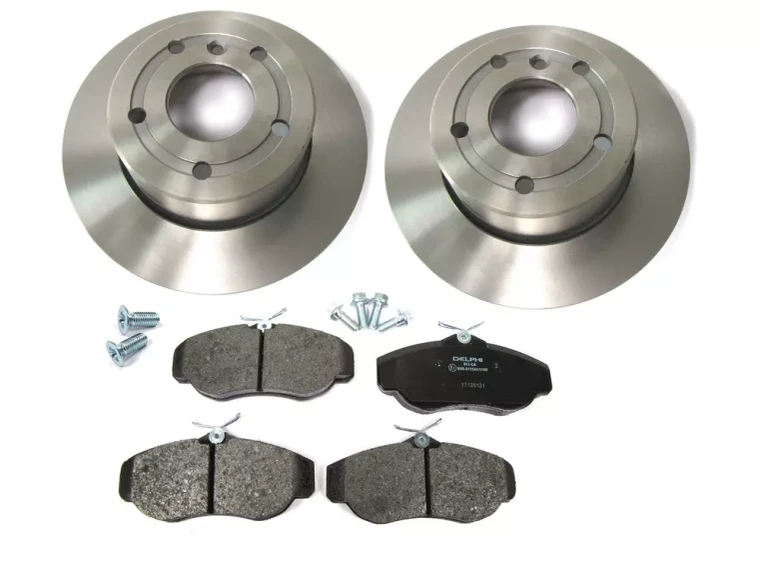 Front Brake Rebuilding Kit For Land Rover Discovery Series II, Includes Delphi Pads, Standard Rotors, And Brake Locator Screws