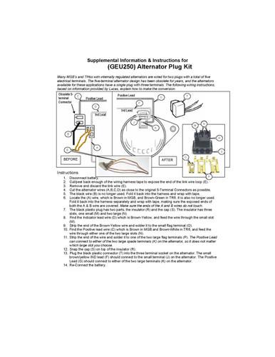 Alternator Plug Kit