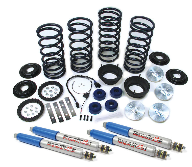 Lifted Profile Heavy Duty Air Suspension To Coil Spring Conversion Kit For Range Rover P38, Includes EAS Override Harness, Atlantic British Springs And Set Of 4 Terrafirma Performance Shocks (Adds 2 Inches Lift) (9520LBHDTF)