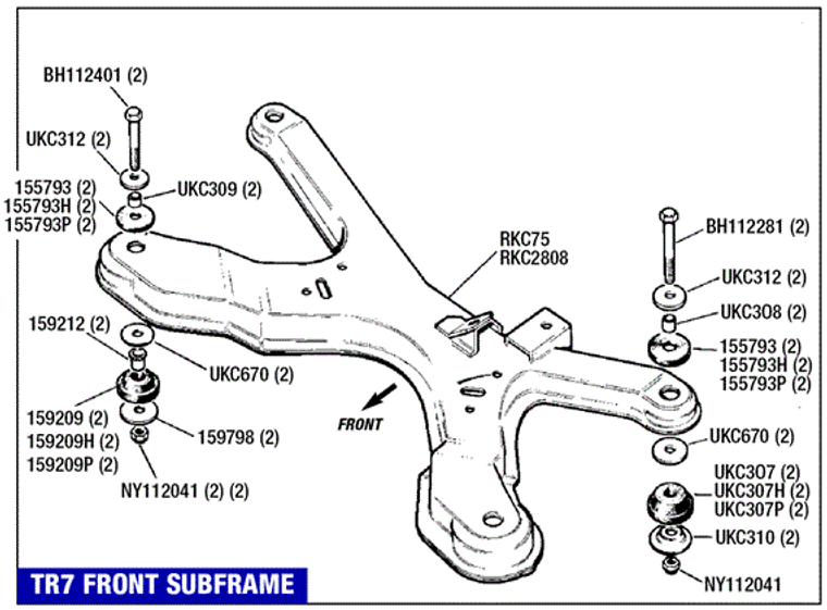 Subframe Spacer Kit for TR7 & TR8