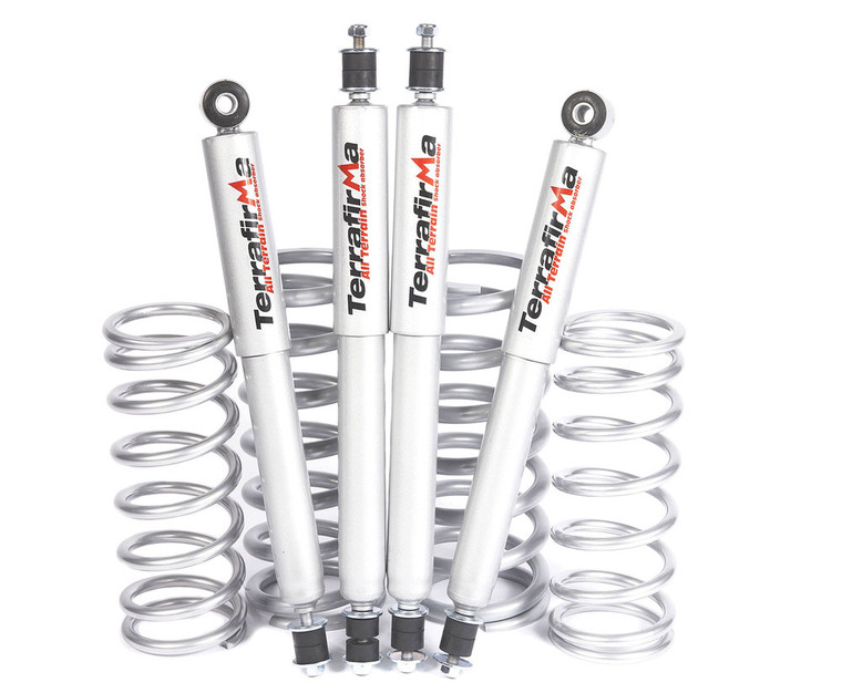 Terrafirma All Terrain Shock And Coil Spring Suspension Kit TF202, Medium Load, For Land Rover Discovery I, Defender 90, And Range Rover Classic SWB (See Fitment Years)