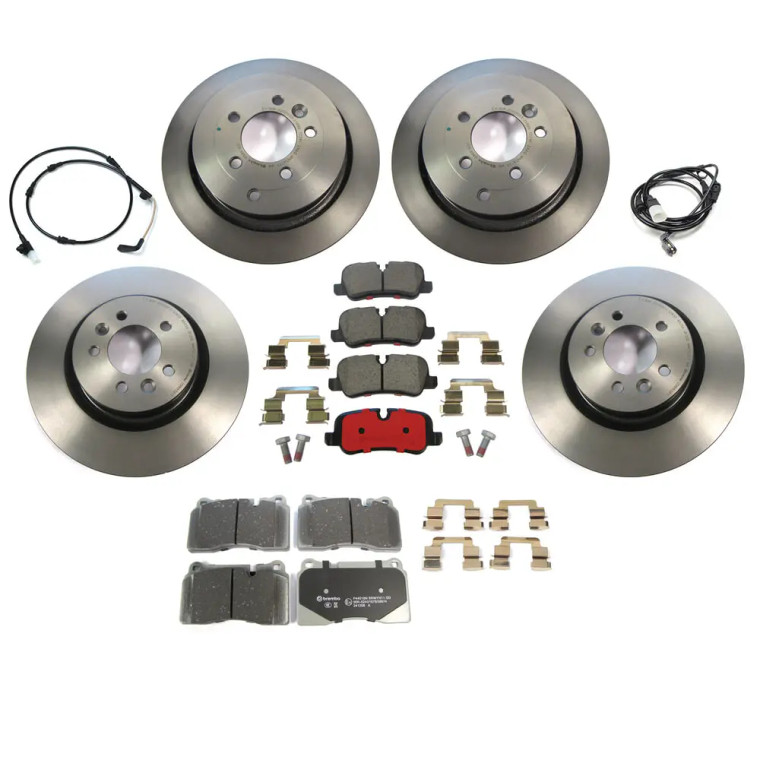 Brake Rebuild Kit, Front And Rear, By Brembo Prime Line, Includes Brembo Pads, Brembo Rotors, Brake Wear Sensors, And Retainer Springs, For Range Rover Sport Supercharged, 2007 - 2009 ,8656BREM