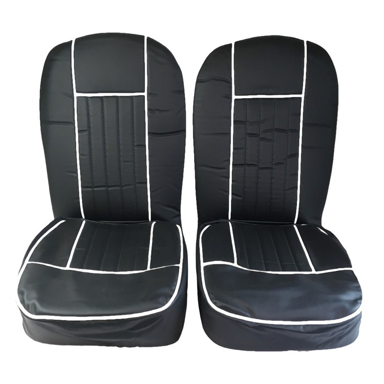 Seat Cover Kit Black White Piping Vinyl Budget MGB 63 to 68