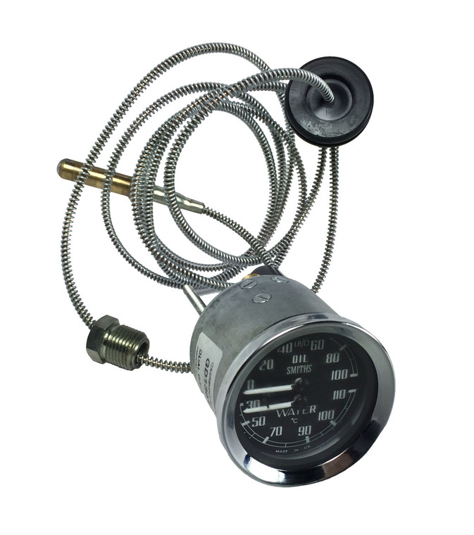 Gauge Dual Oil Pres Water Temp in Celsius, BJ8, MGA, MGB 63 to 67, Sprite, Midget