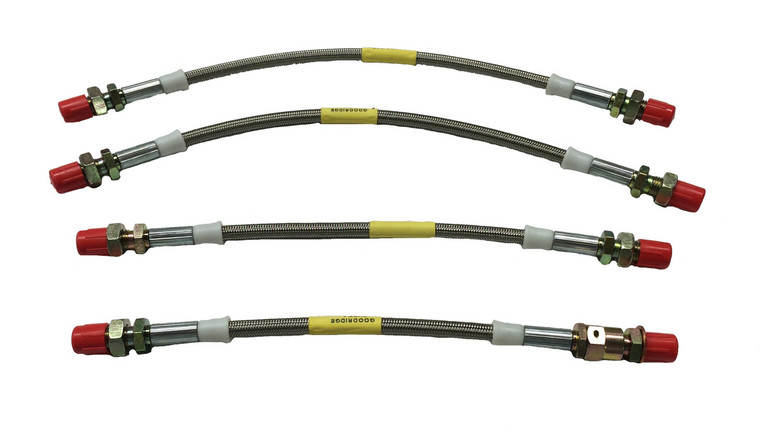 Brake Hose Set HD Braided Stainless TR4A to TR6 by Goodridge