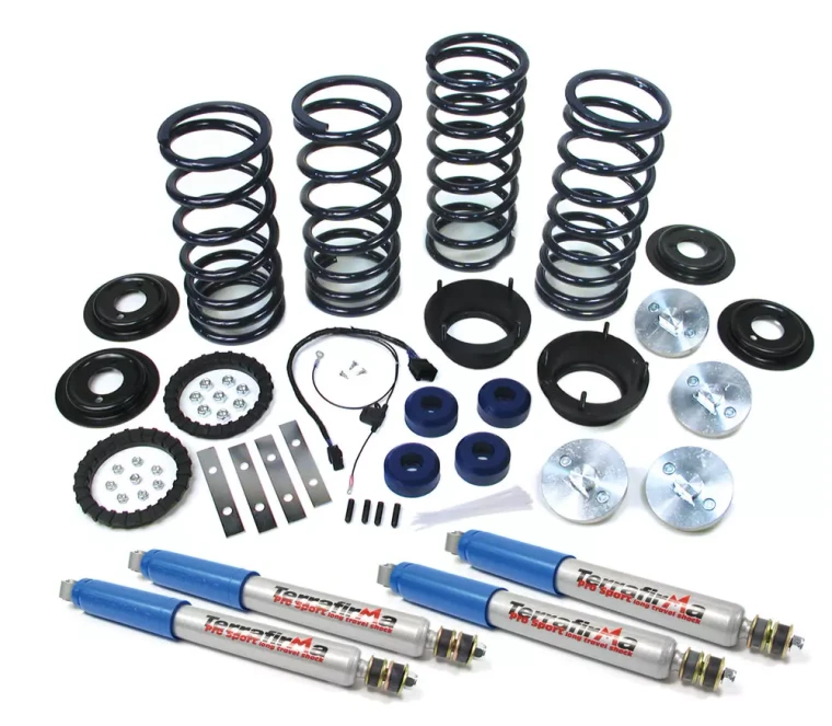 Lifted Profile Heavy Duty Air Suspension To Coil Spring Conversion Kit For Range Rover P38, Includes EAS Override Harness, Atlantic British Springs And Set Of 4 Terrafirma Performance Shocks (Adds 2 Inches Lift)