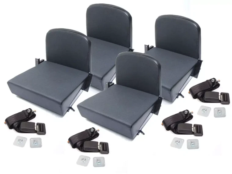 Trakker Rear Jump Seats By Exmoor Trim, Twill Vinyl, Set Of 4, For Land Rover Series And Defender