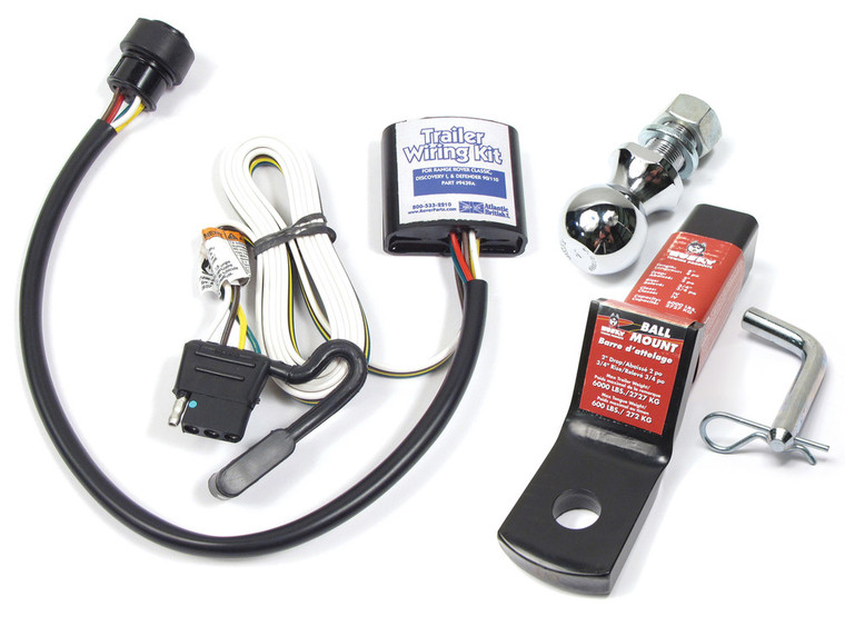Towing & Trailer Wiring Package: 2-Inch Tow Ball & 2-Inch Drop Ball Mount With Pin & Clip & Flat-4 Trailer Wiring Harness (Various Land Rovers)