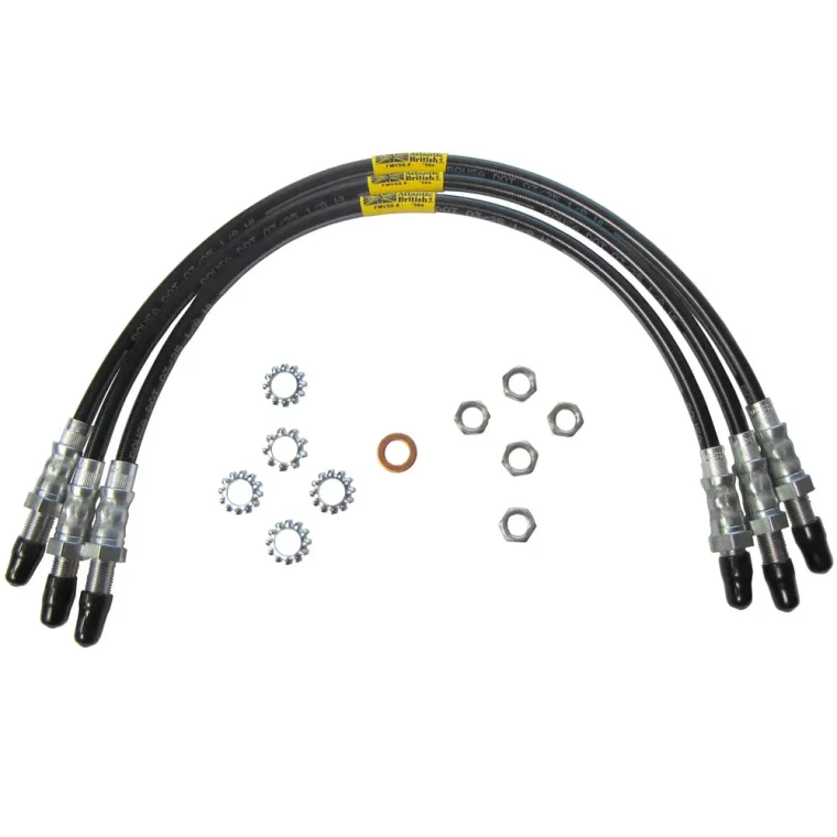 Performance Stainless Steel Brake Hose Kit With Teflon Liners For 2-Inch Raised Suspension With Extended Hoses On Land Rover Defender 110, 1993 North American Spec