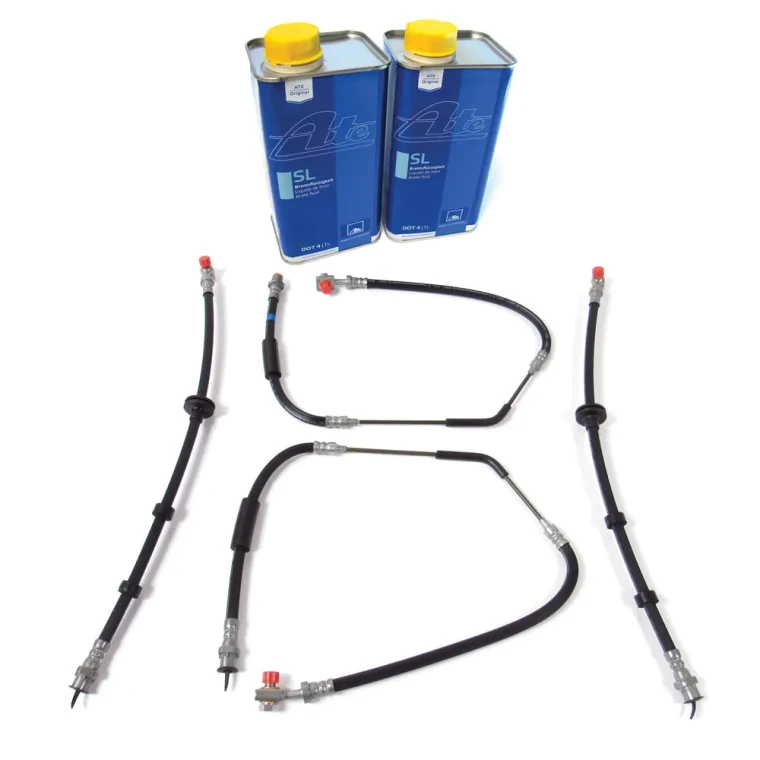 Brake Hose Kit, Standard Rubber Hoses With 2 Liters ATE DOT 4 Brake Fluid For Range Rover Full Size L322, 2006 - 2009