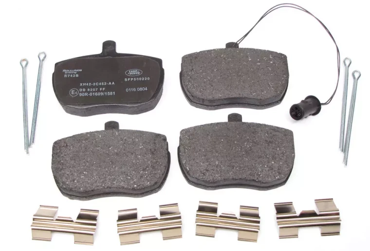 Genuine Front Brake Pads SFP500220 Or STC9187 With Clips And Hardware For Range Rover Classic, 1987 - 1989, Without ABS