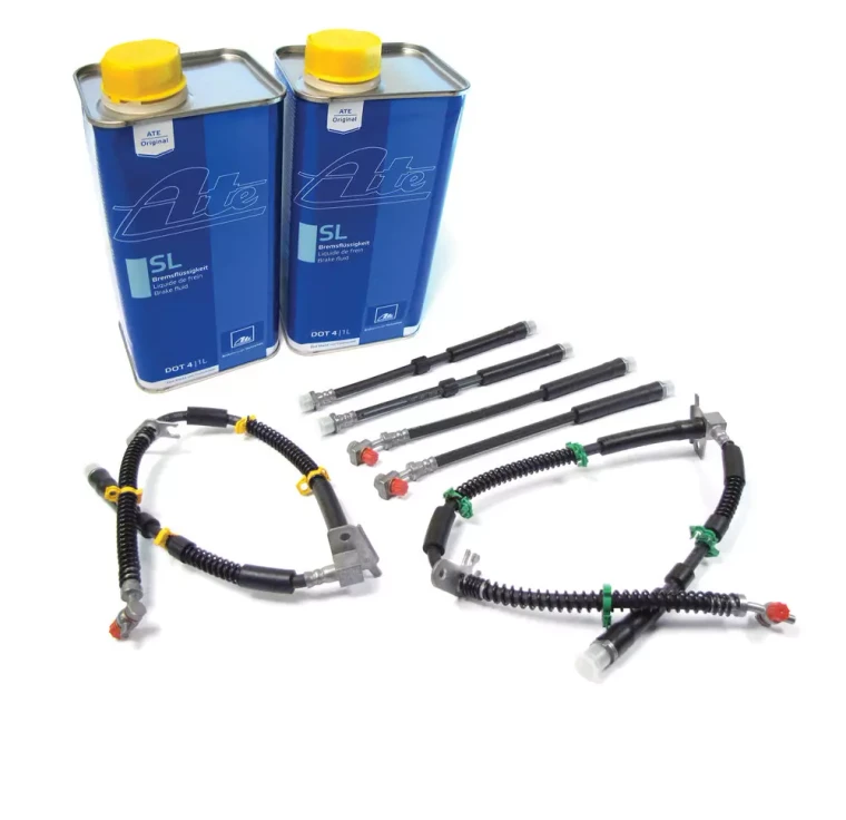 Brake Hose And Fluid Kit, Standard Rubber Hoses With 2 Quarts ATE Original SL DOT 4 Brake Fluid, For Range Rover Sport, 2006 - 2009