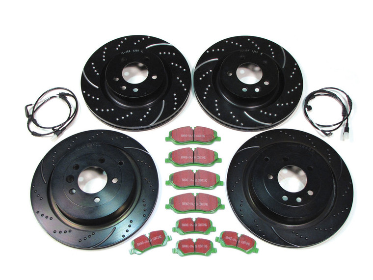 EBC Performance Brake Rebuild Kit, Front And Rear, With Greenstuff Pads And 3GD Sport Rotors, For Range Rover Sport