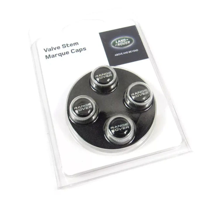 Genuine Tire Valve Caps LR027663 With Range Rover Logo, Set Of 4, For Land Rover LR3, LR4, Range Rover Sport, And Range Rover Full Size L322 (See Fitment Years)