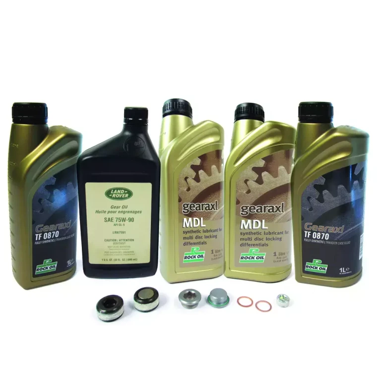 Differential And Transfer Case Service Kit For Range Rover Sport With Electronic Rear Differential, 2006 - 2009, Includes All Fluid Needed And Replacement Drain And Fill Plugs