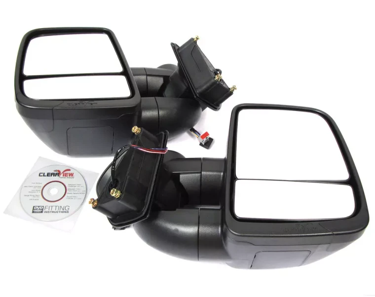 Clearview NEXT GEN Towing Mirrors, Pair In Black, For Land Rover LR3, LR4 And Range Rover Sport, Electric Power Adjustable (See Fitment Years)