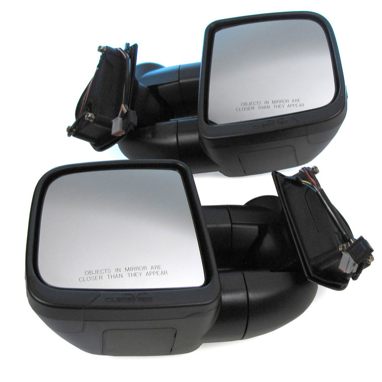 Clearview COMPACT Towing Mirrors, Pair In Black, For Land Rover LR3, LR4, And Range Rover Sport, Electric Power Adjustable (See Fitment Years)