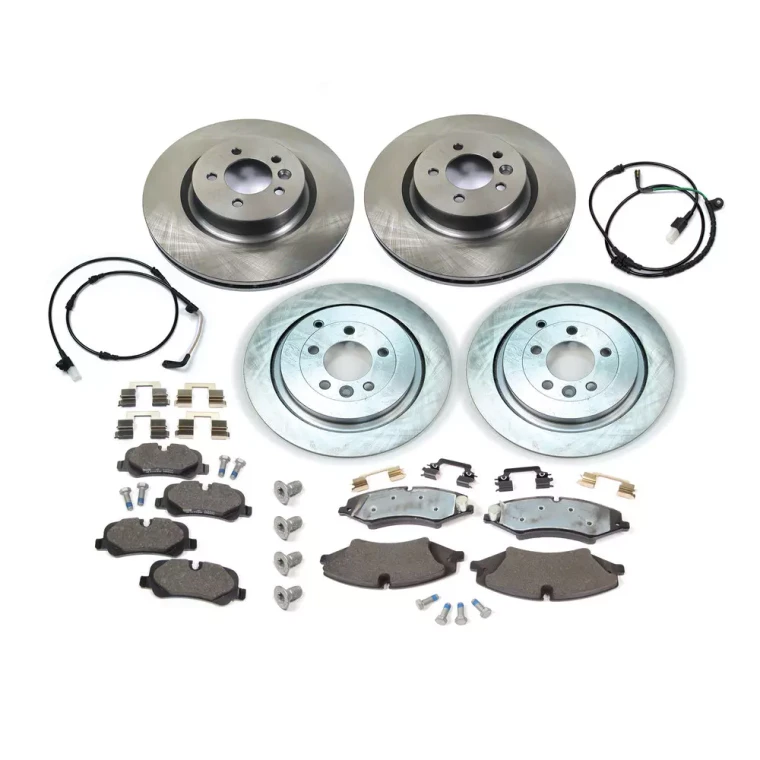 Complete Front And Rear Brake Kit For Land Rover LR4 With Genuine Pads, Standard Rotors, Replacement Wear Sensors, And Hardware,