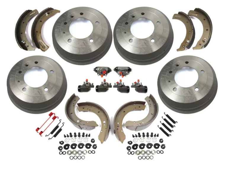 Front And Rear Brake Rebuild Kit For Land Rover Series 109-Inch Models Only, Includes Drums, Shoes, Wheel Cylinders, Adjuster Cams, And Hardware (See Fitment Years)