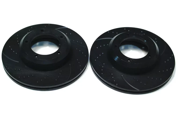 3GD Series Sport Performance Brake Rotors LR017952, Front Pair By EBC, Dimpled And Slotted, For Land Rover Defender 90, And Range Rover Classic (See Fitment Years)