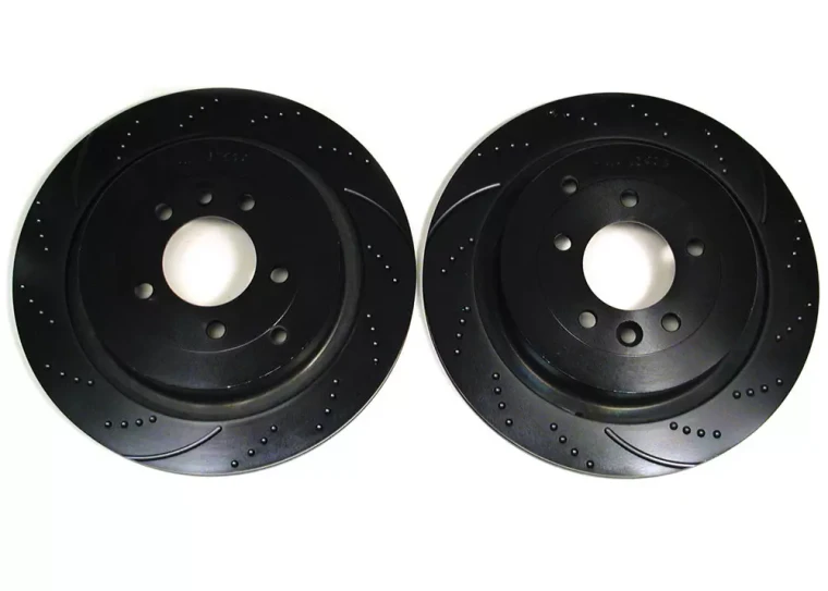 Performance EBC Sport Brake Rotors, Rear Pair, Dimpled And Slotted, For Land Rover LR3, LR4, And Range Rover Sport (See Fitment Years)