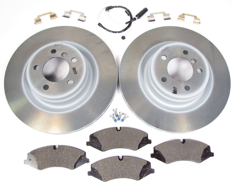 Front Brake Rebuild Kit With Genuine Rotors, Genuine Brake Pads, And Standard Brake Wear Sensor For Range Rover Full Size L322, 2010 - 2012