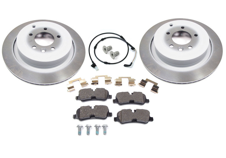 Genuine Rear Brake Rebuilding Kit, Includes Brake Pads, Rotors, Wear Sensor And Locator Screws, For Land Rover LR4, 2010 Only (See Fitment Notes)