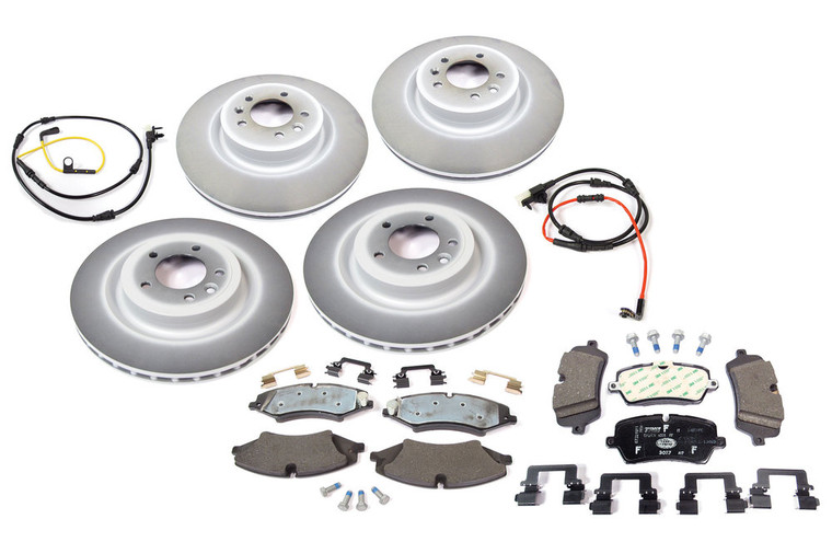 Front And Rear Brake Rebuild Kit, Includes Genuine Pads And Rotors And Quality Brake Wear Sensors, For Range Rover Full Size V6 3.0L Tdi