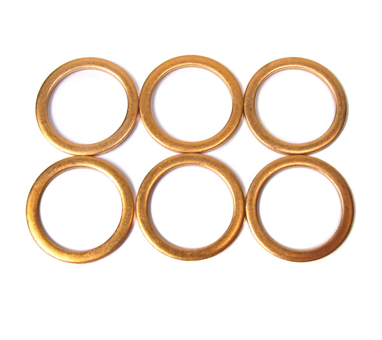 Genuine Copper Oil Pan Drain Plug Washer ETC7398, Set Of 6, For Land Rover Discovery I, 1994 - 1999 And Range Rover Classic 1995