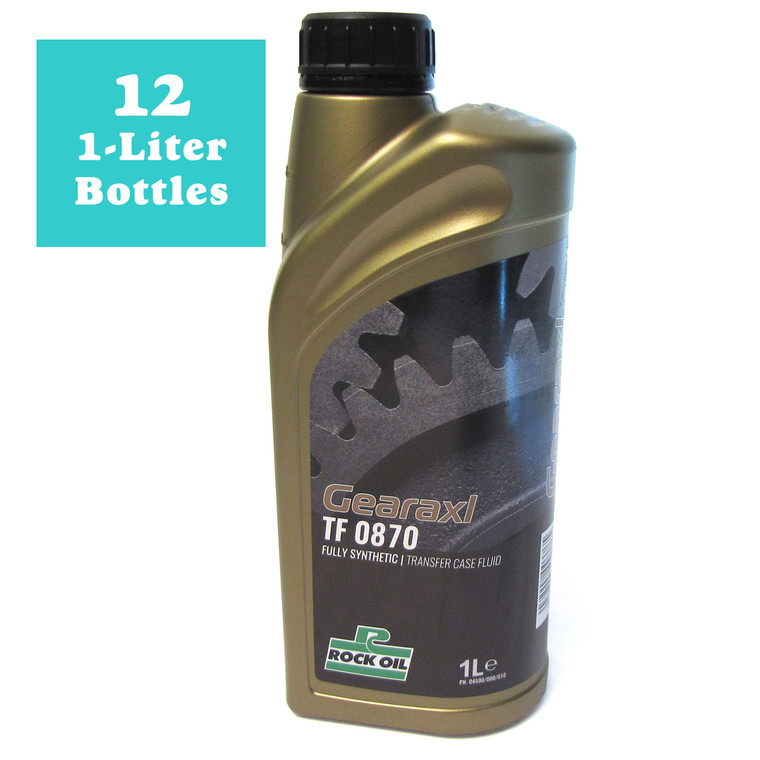 12-Liter Case Pack Fully Synthetic Transfer Case Fluid IYK500010 2-Speed, 12 One-Liter Bottles By Rock Oil, Gearaxl TF 0870, For Land Rover LR3, LR4, Defender 90,110, & 130 New Gen L663, Range Rover Sport, & Range Rover Full Size (See Fitment Years)