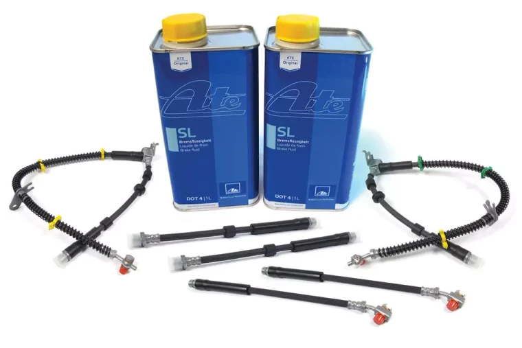Brake Hose And Fluid Kit, Standard Rubber Hoses And ATE Original SL DOT 4 Brake Fluid, For Land Rover LR4, 2010 - 2013