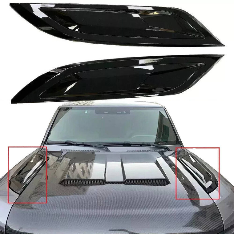 Hood Vents, Pair, Gloss Black By Eurospare, For Land Rover Defender 90, 110, And 130 New Generation L663 (See Fitment Years)
