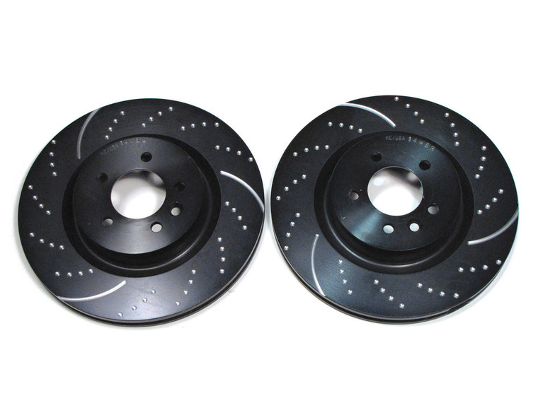EBC Brakes Front Sport Rotors, Pair, Dimpled And Slotted, GD1448 3GD Series, For Land Rover LR3, LR4, Range Rover Full Size, And Range Rover Sport (See Fitment Years)