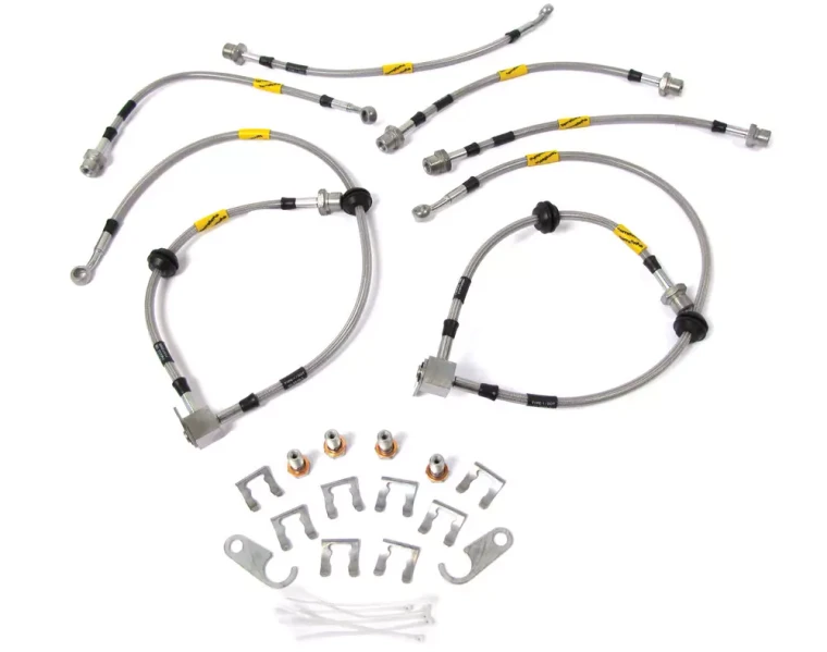 Stainless Steel Brake Hose Kit By Terrafirma Goodridge, 6-Hose Set With Hardware, For Land Rover LR3 With 2-Inch Lift