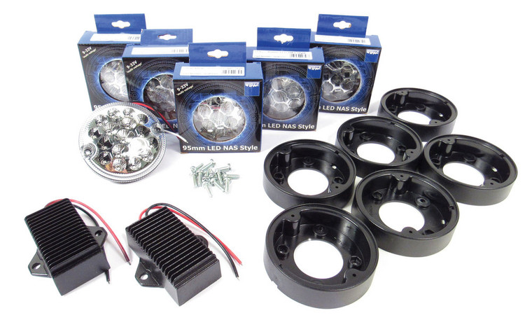 Rear Light LED Upgrade Kit By Wipac, 6 Clear Lamps For North American Spec Defender 90