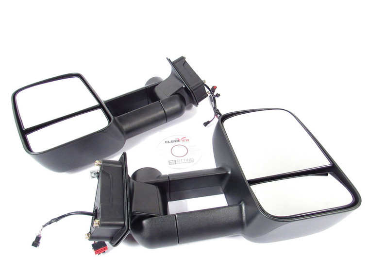 Clearview ORIGINAL Towing Mirrors, Pair In Black, Electric Power Adjustable, For Land Rover LR3, LR4 And Range Rover Sport (See Fitment Years)
