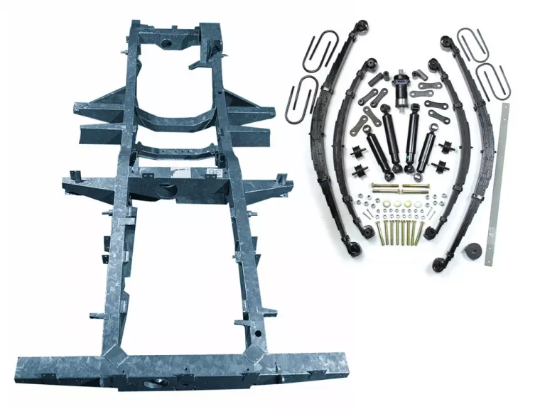 Chassis Frame Over Kit For Series: 4-Cylinder 88-Inch Galvanized With Standard Shocks, Leaf Spring Assemblies, Bushings And Hardware