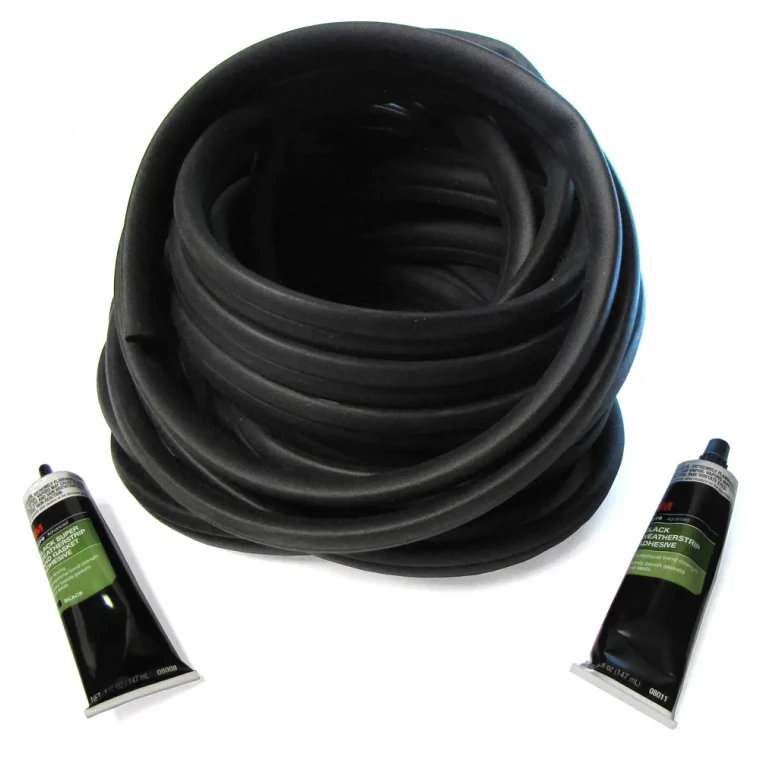 Weatherstripping Seal Replacement Kit For 5 Doors (Side Doors & Rear Door), Includes 51-Foot Coil of Weatherstripping And (2) Tubes 3M Black Weatherstrip Adhesive, For Land Rover Series 109, 1958 - 1985