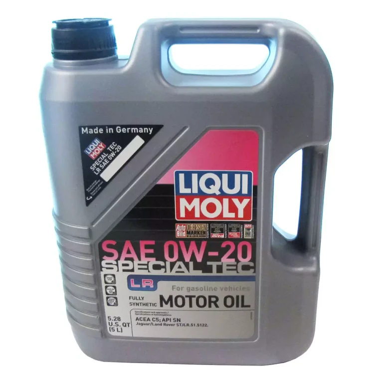5 Liters Fully Synthetic Engine Motor Oil SAE 0W-20 Special Tec LR With Additives By LIQUI MOLY, For Land Rover LR4, Discovery 5, Discovery Sport, Defender 90, 110 & 130, Range Rover Sport, Range Rover Full Size, Velar, And Evoque (See Fitment Years)
