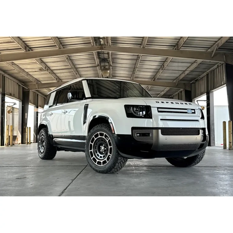 Custom Alloy Wheel, Double Slot, Set Of 4, 18 x 9 Inches By Iconisus, 2-Tone Satin Black & Dark Gray, For Land Rover Defender 90, 110, 130 New Gen L663 (See Fitment Years)