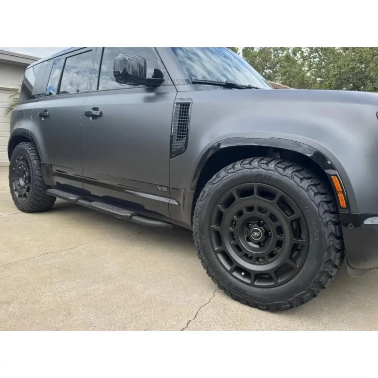 Custom Alloy Wheel, Double Slot, Set Of 5, 20 x 9-1/2 Inches By Iconisus, Satin Black, For Land Rover Defender 90, 110, 130 New Gen L663 (See Fitment Years)