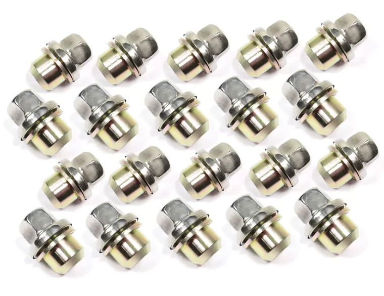 Capped Stainless Steel Lug Nuts RRD500560, Set Of 20, For Land Rover Discovery I, Defender 90 And 110, And Range Rover Classic (See Fitment Years)