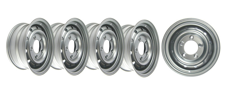 NATO Steel Wheels ANR4583, Set Of 5, 16 X 6.5-Inch, Silver, Tubeless, For Land Rover Discovery I, Defender 90 And 110, And Range Rover Classic (See Fitment Years)