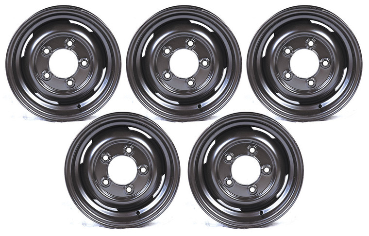 Steel Wheels, Set Of 5, 16 By 5.5-Inch Steel, Black, Tube Type For Land Rover Series 2, 2A And 3 (88 And 109)