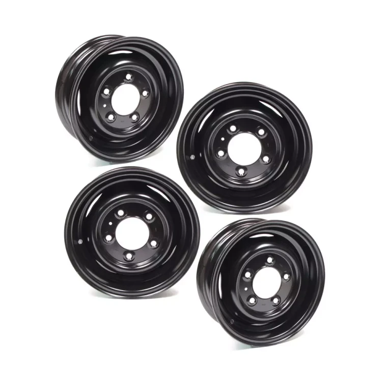 Steel Wheels, Set Of 4, 16 By 5.5-Inch Steel, Black, Tube Type For Land Rover Series 2, 2A And 3 (88 And 109)