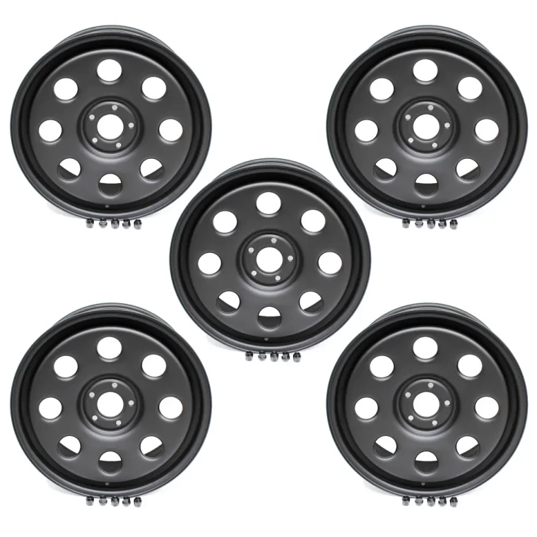 Steel Wheel By Terrafirma, Set of 5, Satin Black, 20 X 8 Inch, Includes Nuts, For Land Rover LR3, LR4, Discovery 5, Range Rover Sport, And Defender 90,110, 130 New Generation (See Fitment Years)
