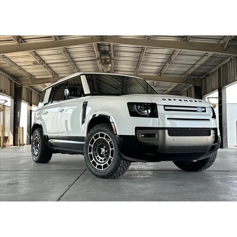 Custom Alloy Wheel, Double Slot, Set Of 4, 20 x 9-1/2 Inches By Iconisus, 2-Tone Satin Black & Dark Gray, For Land Rover Defender 90, 110, 130 New Gen L663 (See Fitment Years)