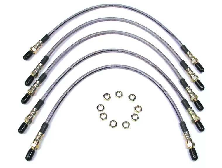 Performance Stainless Steel Brake Hose Kit With Teflon Liners For 2-Inch Raised Suspension With Extended Hoses On Range Rover Classic, 1987 - 1989
