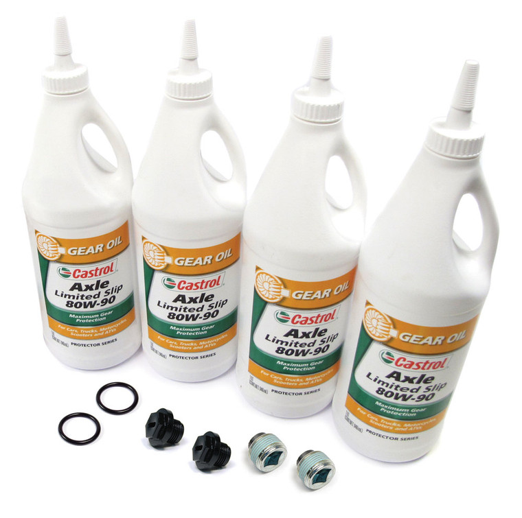 Differential Service Kit, Front And Rear, For Land Rover Discovery I, Includes 4 Quarts Castrol Differential Fluid 80W-90, Replacement Plugs And Washers