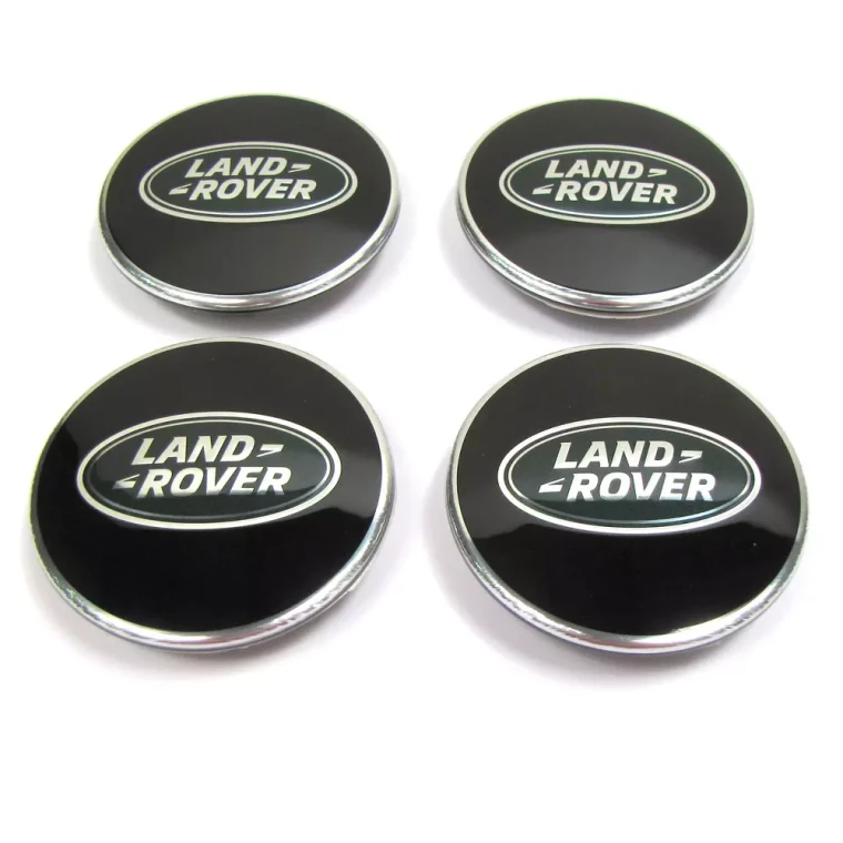 Genuine Wheel Center Caps LR094547, Set of 4, Bright Black With Inset Land Rover Logo, For Discovery 5, Defender 90 And 110 New Gen L663, Range Rover Sport, Full Size, Evoque, And Velar (See Fitment Info)